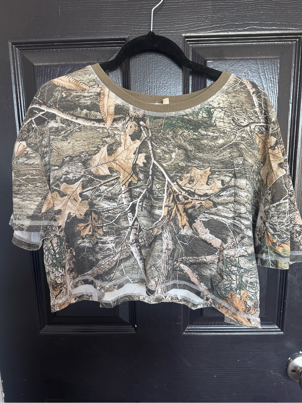 Gilded Intent Camouflage Leaf Crop Top - Green & Brown